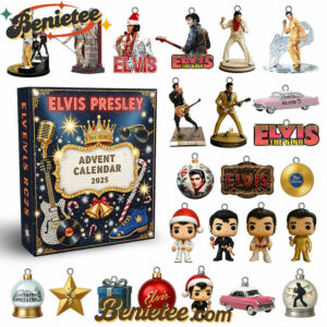 Elvis Presley Premium Advent Calendar 2025 CHRISTMAS GIFT, CHRISTMAS IDEA, Christmas Countdown Advent Calendar Gift Box with 24 Acrylic Ornaments