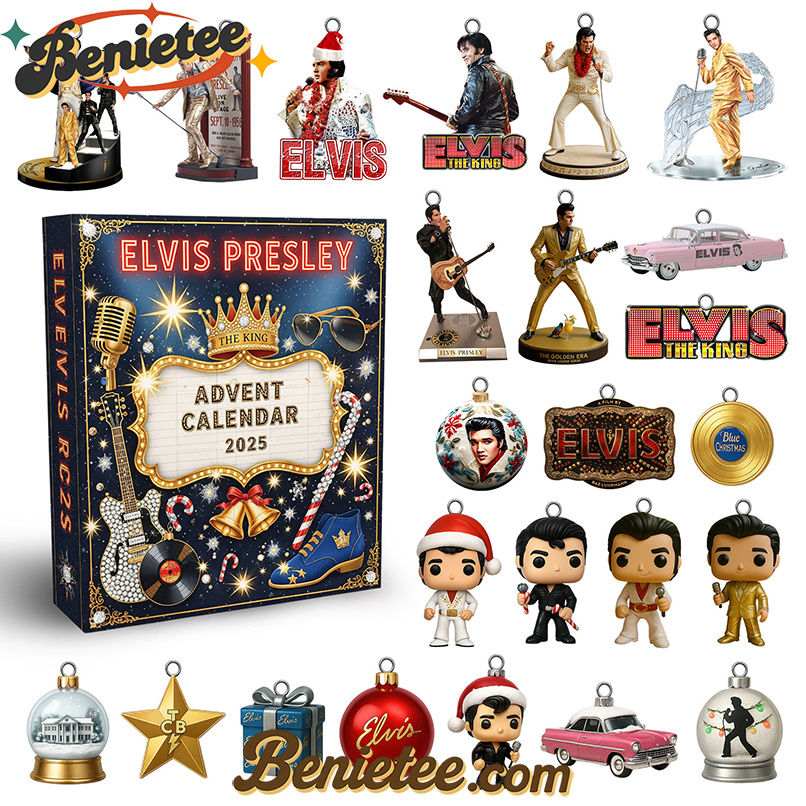 Elvis Presley Premium Advent Calendar 2025 CHRISTMAS GIFT, CHRISTMAS IDEA, Christmas Countdown Advent Calendar Gift Box with 24 Acrylic Ornaments