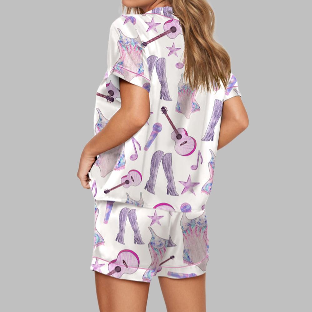 Music Lover Tour Costume Satin Pajama Set For Women - Image 2