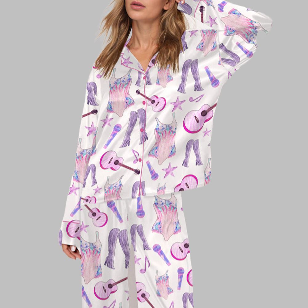 Music Lover Tour Costume Satin Pajama Set For Women - Image 3