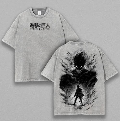 Eren Yeager Atack On Titan Tee Unisex Oversize Anime Manga Washed Heavyweight Cotton T-shirt, Gift For Anime Fan, AOT Anime Lover - Image 2