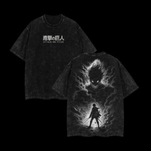 Eren Yeager Atack On Titan Tee Unisex Oversize Anime Manga Washed Heavyweight Cotton T-shirt, Gift For Anime Fan, AOT Anime Lover