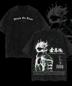 Eren Yeager Attack on Titan T-Shirt, Anime Graphic Tee Oversized Acid Washed Cotton Shirt, Anime Streetwear Casual Menswear, Anime Merch Gift for Anime Fans