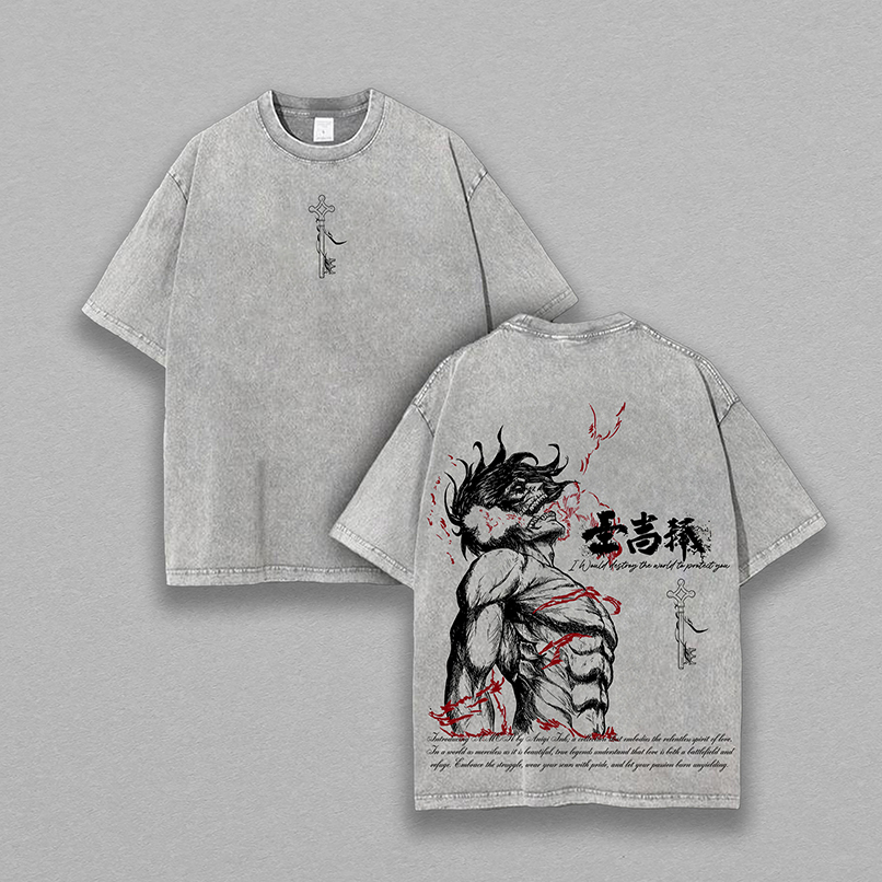 Eren Yeager Tee x Attack on Titan Vintage Washed Soft Cottonn Oversized T-Shirt Gift For AOT Fans V2
