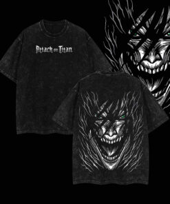 Eren Yeager Titan Form Tee - Washed Oversized Anime Shirt, Attack on Titan Graphic, Unisex Streetwear, AOT Fan Merch, Anime Gift, Manga-Inspired Fashion