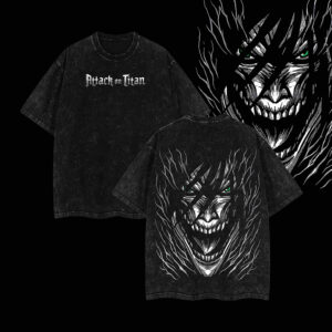 Eren Yeager Titan Form Tee - Washed Oversized Anime Shirt, Attack on Titan Graphic, Unisex Streetwear, AOT Fan Merch, Anime Gift, Manga-Inspired Fashion