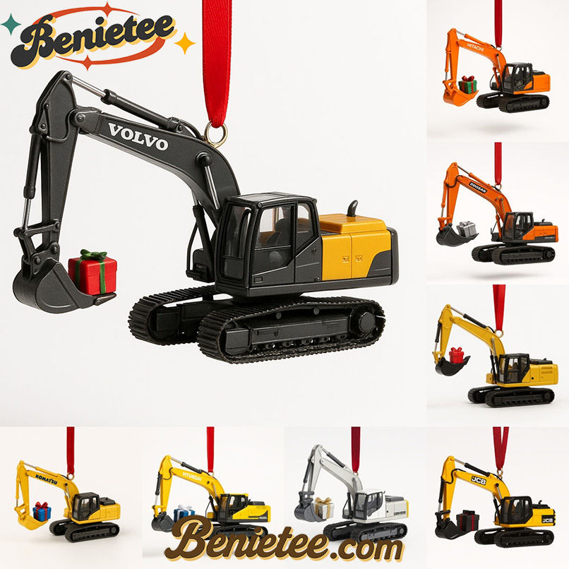 Excavator Die-Cast Machines Advent Calendar 2025, Christmas Countdown Advent Calendar Gift Box with 24 Acrylic Ornaments - Image 6