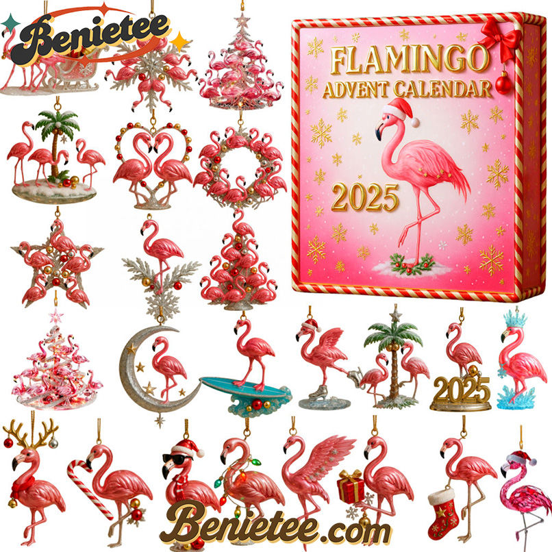 Flamingo Advent Calendar 2025, Christmas Countdown Advent Calendar Gift Box with 24 Acrylic Ornaments - Image 2