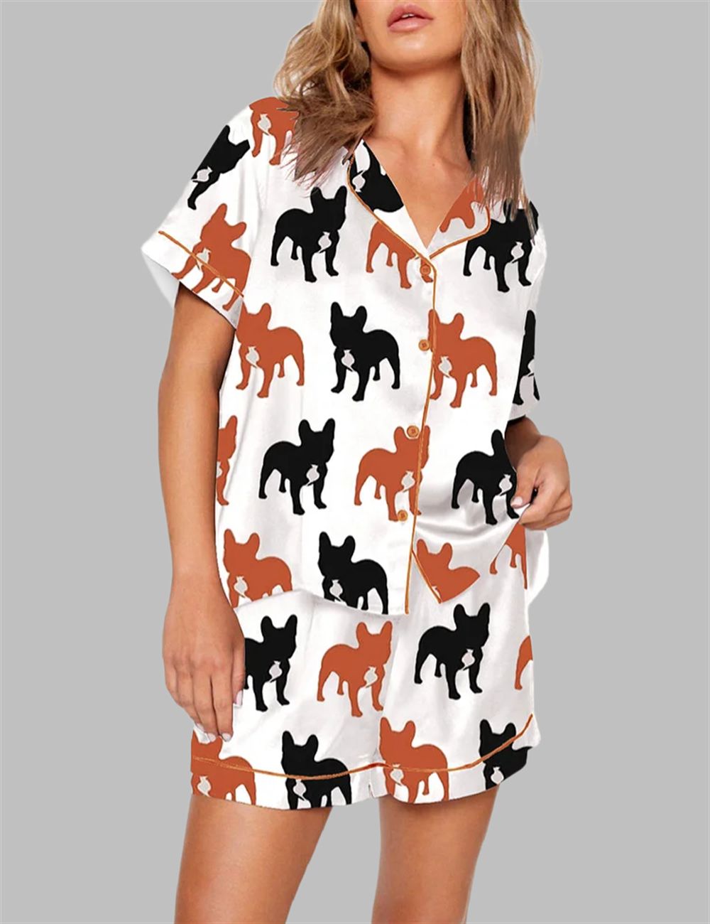 Frenchie Short Sleeve Pajama Set
