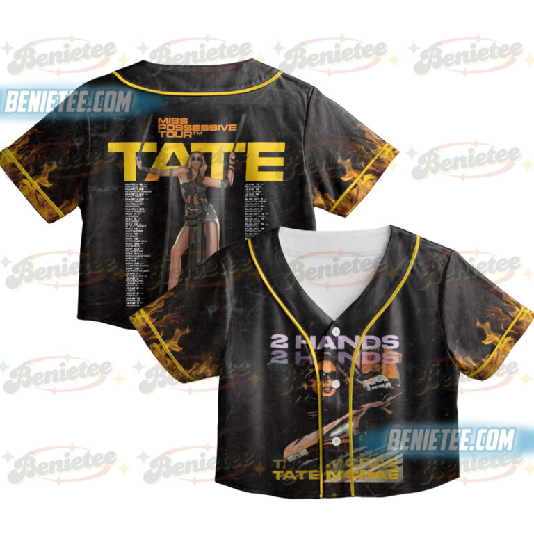 Retro Glitter Tate Mc Rae Baseball Jersey, Tate Miss Possessive Tour 2025 Jersey