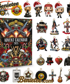 Guns N' RosesPremium Advent Calendar 2025 CHRISTMAS GIFT, CHRISTMAS IDEA, Christmas Countdown Advent Calendar Gift Box with 24 Acrylic Ornaments
