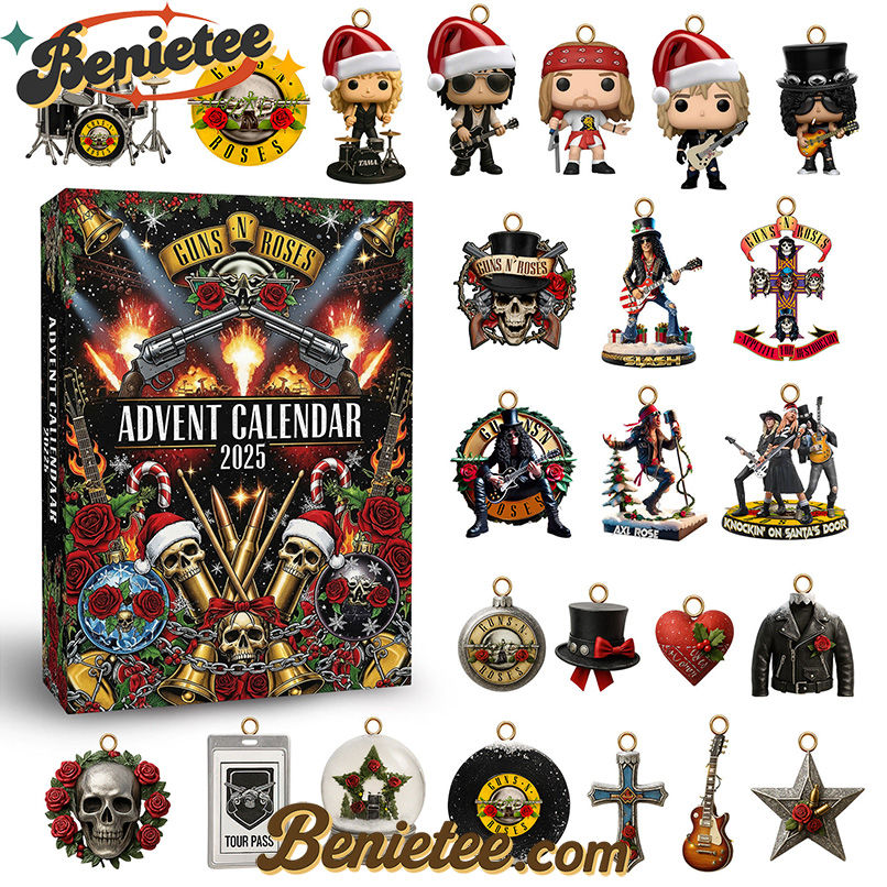 Guns N' RosesPremium Advent Calendar 2025 CHRISTMAS GIFT, CHRISTMAS IDEA, Christmas Countdown Advent Calendar Gift Box with 24 Acrylic Ornaments