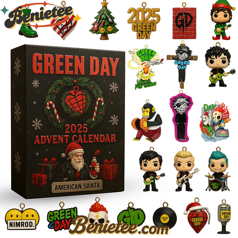 Green Day American Idiot American Santa Advent Calendar 2025 CHRISTMAS GIFT, CHRISTMAS IDEA, Christmas Countdown Advent Calendar Gift Box with 24 Acrylic Ornaments - Image 2