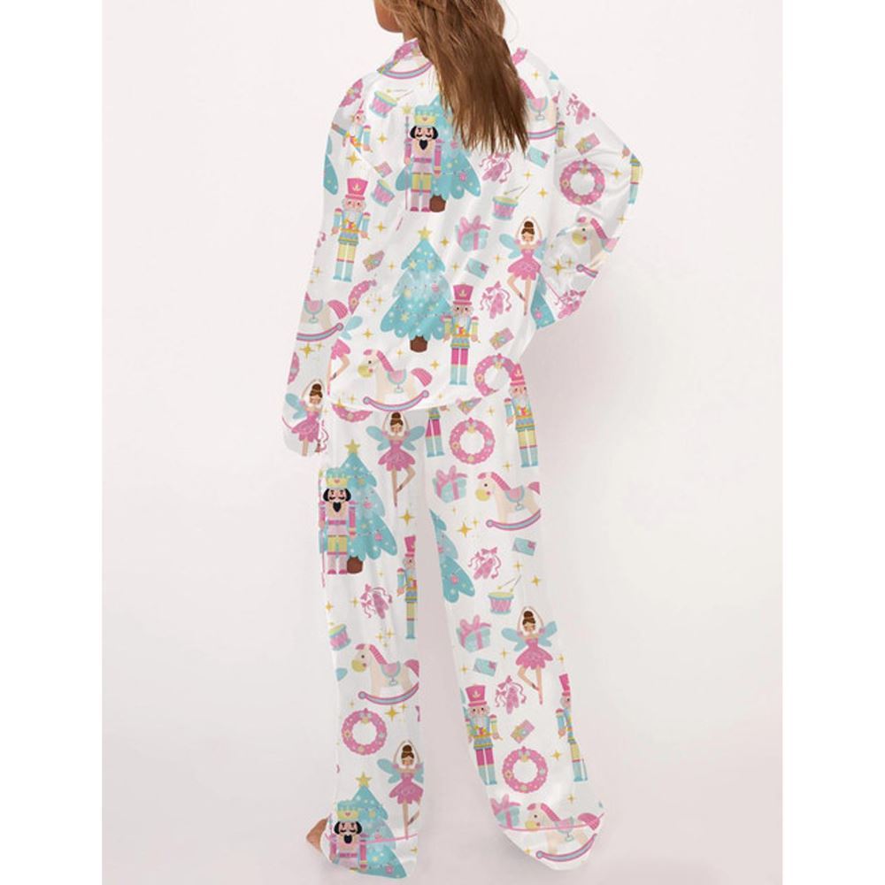 Girly Christmas Nutcracker Ballet Satin Pajama Set For Women - Image 3