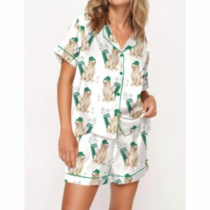 Golden Retriever Golf Satin Pajama Set For Women