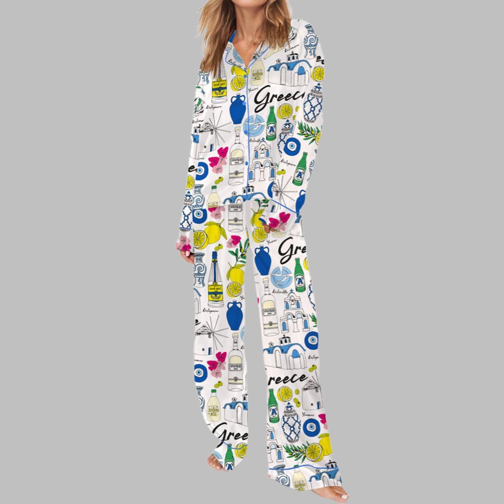 Greece Travel Pajama Set For Women - Image 3