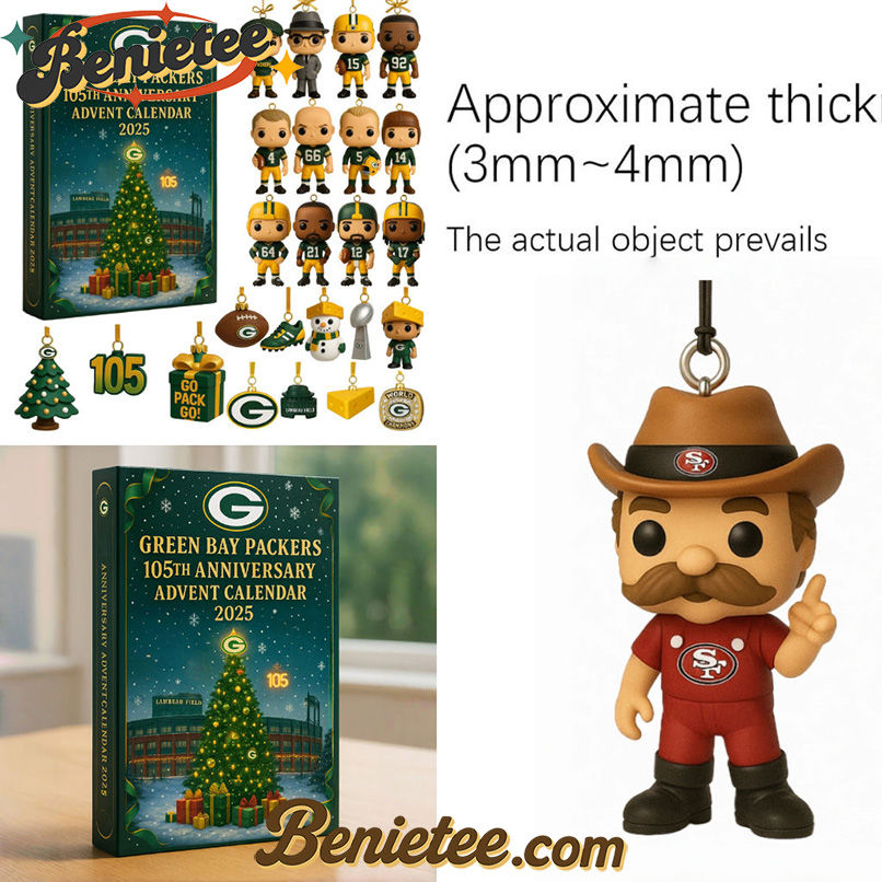 Green Bay Packers Advent Calendar 2025 - 105th Anniversary Edition, Christmas Countdown Advent Calendar Gift Box with 24 Acrylic Ornaments - Image 4