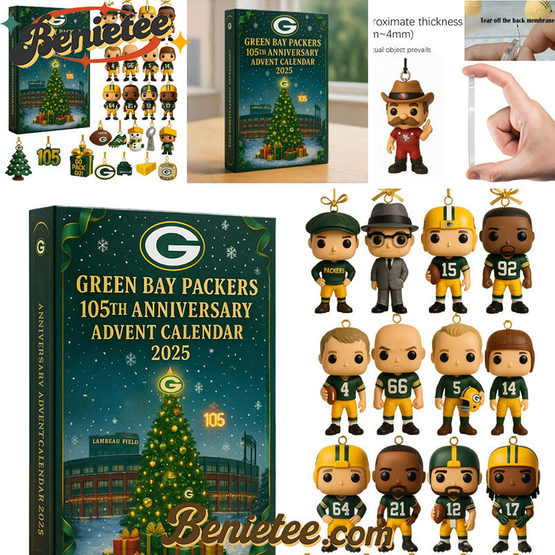 Green Bay Packers Advent Calendar 2025 - 105th Anniversary Edition, Christmas Countdown Advent Calendar Gift Box with 24 Acrylic Ornaments - Image 3