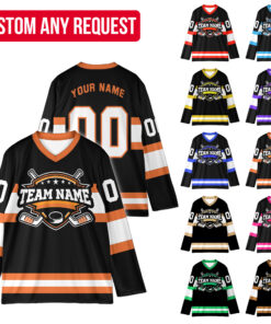 Alternative view of Personalized Name Number Ice Hockey Jersey, Custom Color Hockey Shirt, Hockey Team Jersey Game Day Outfit For Hockey Fan Hockey Lover Family