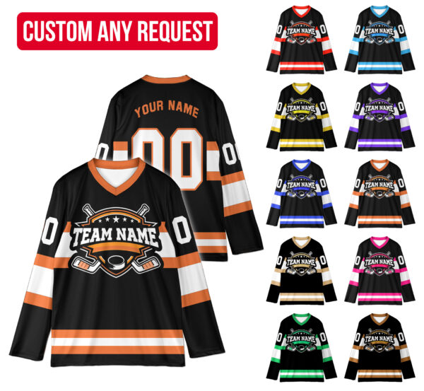 Alternative view of Personalized Name Number Ice Hockey Jersey, Custom Color Hockey Shirt, Hockey Team Jersey Game Day Outfit For Hockey Fan Hockey Lover Family
