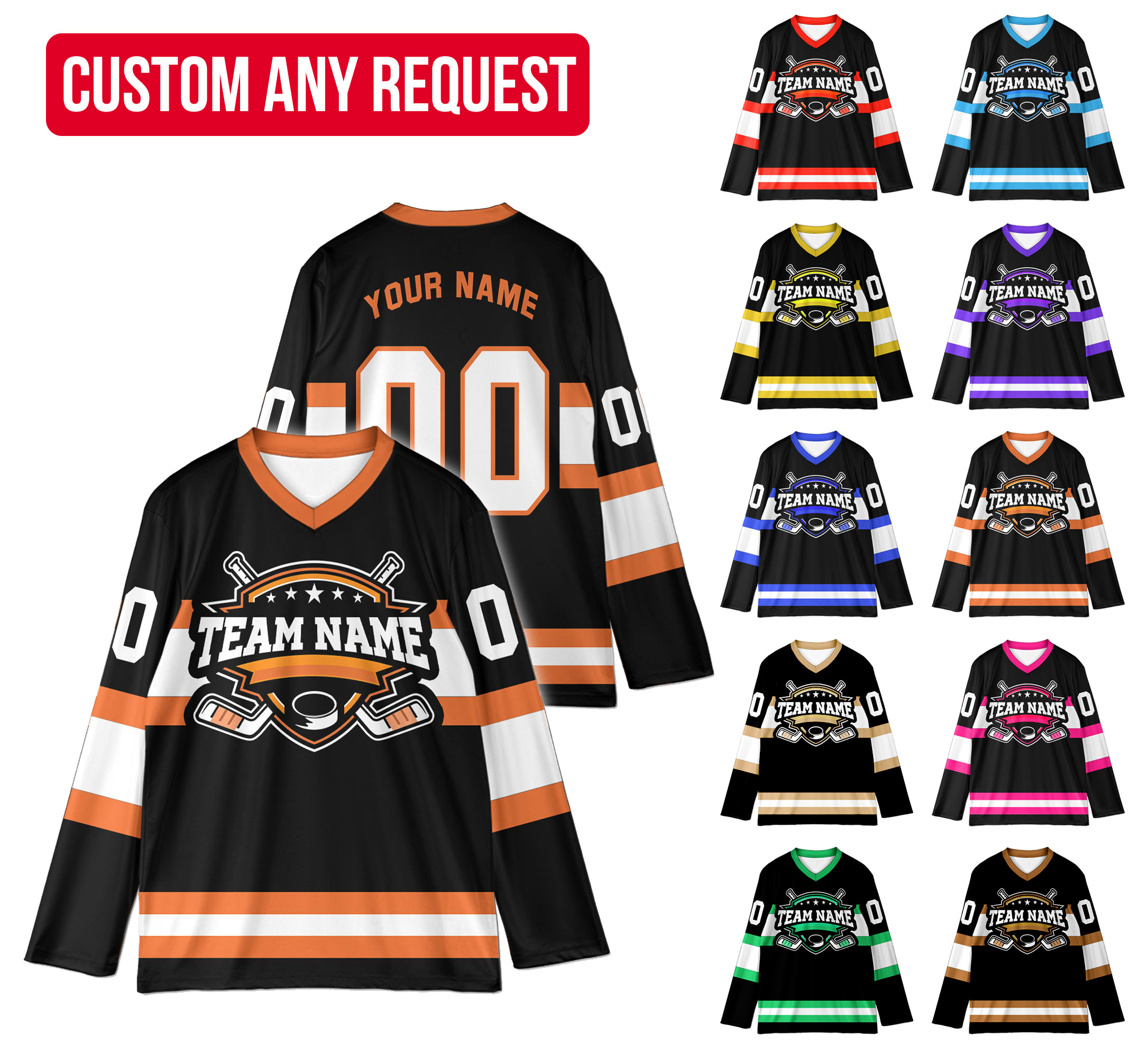 Personalized Name Number Ice Hockey Jersey, Custom Color Hockey Shirt, Hockey Team Jersey Game Day Outfit For Hockey Fan Hockey Lover Family - Image 2