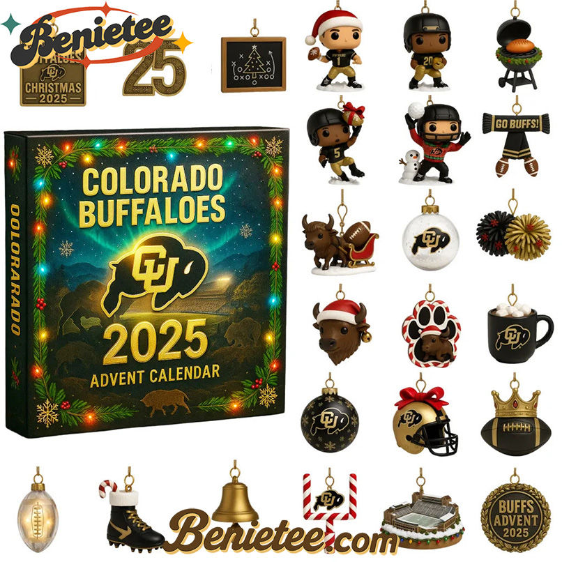 HOT Colorado Buffaloes Football Advent Calendar 2025, Christmas Countdown Advent Calendar Gift Box with 24 Acrylic Ornaments - Image 2
