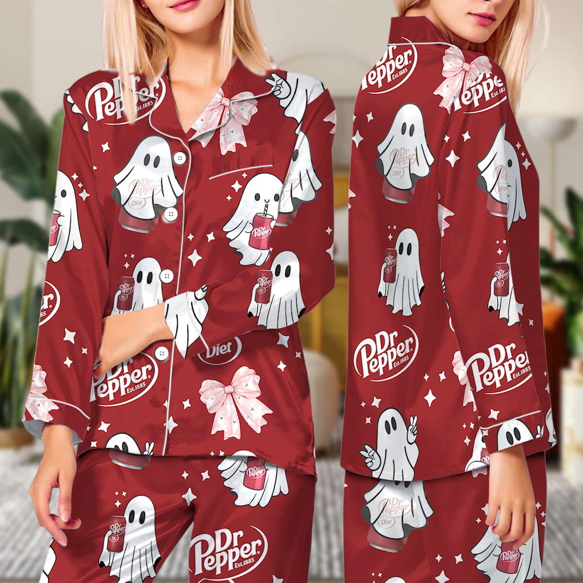 Halloween Season Satin Pajamas Set For Women - Image 8