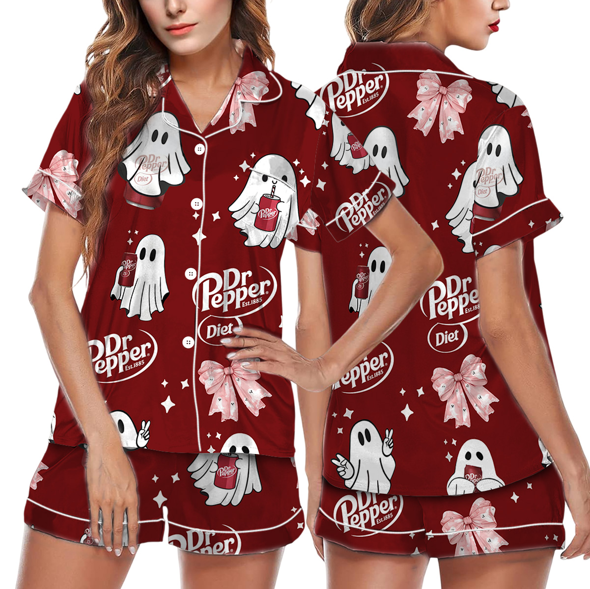 Halloween Season Satin Pajamas Set For Women