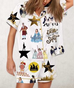 Alternative view of Hamilton The Musical Inspired Tour Print Satin Pajama Set For Women