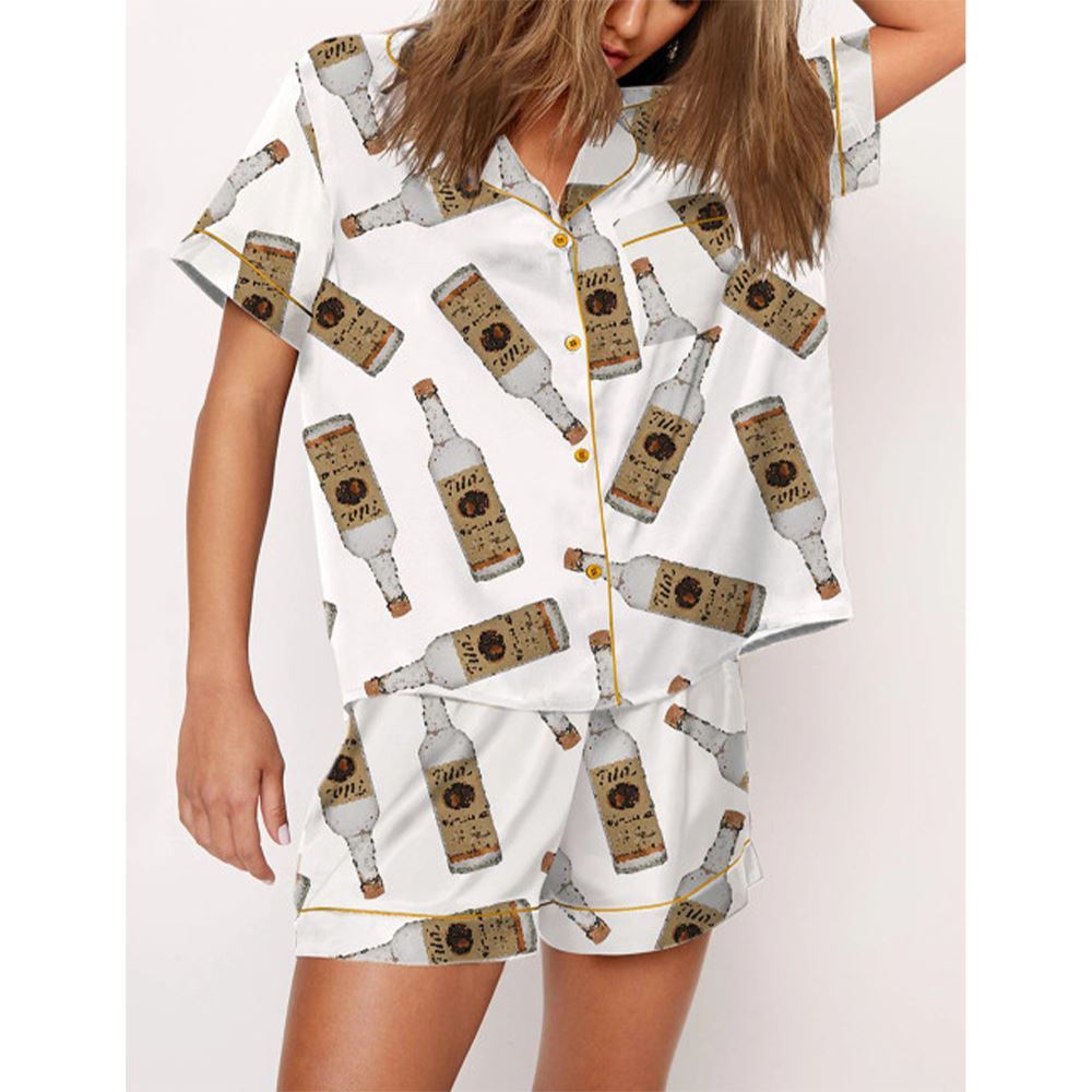 Handmade Vodka Bottle Satin Pajama Set For Women - Image 2