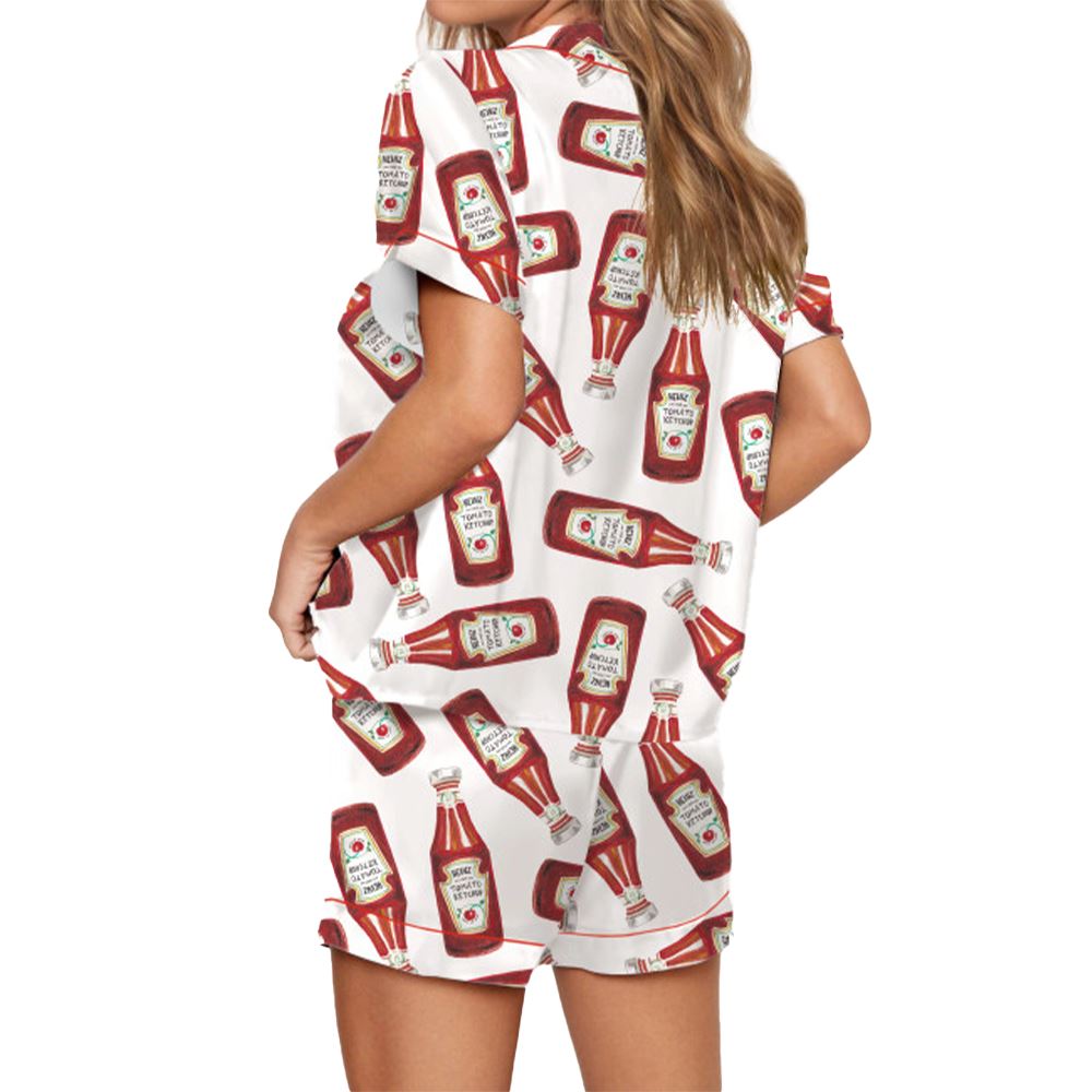 Heinz Ketchup Bottle Satin Pajama Set For Women - Image 2
