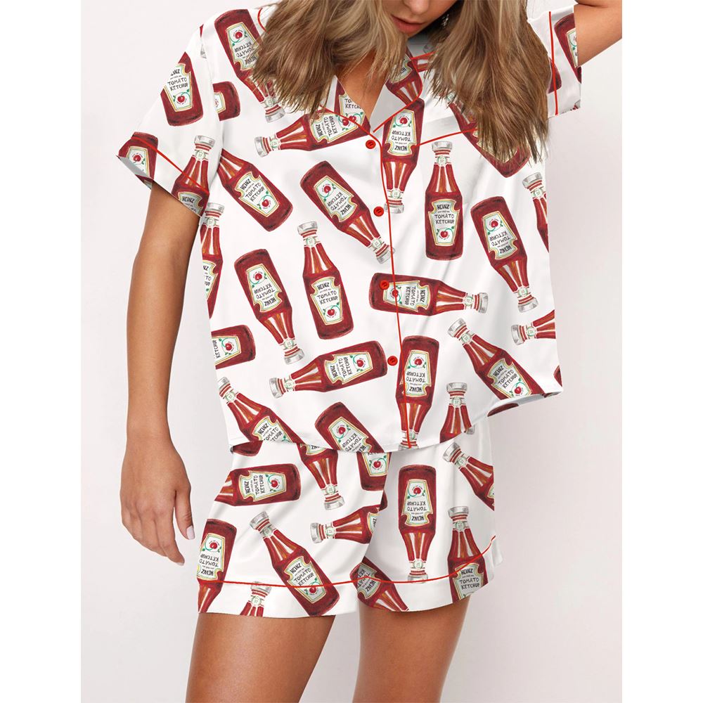 Heinz Ketchup Bottle Satin Pajama Set For Women - Image 3