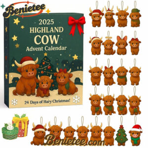 Highland Cow Advent Calendar 2025, Christmas Countdown Advent Calendar Gift Box with 24 Acrylic Ornaments
