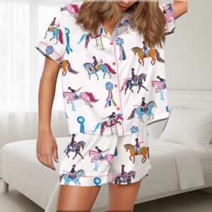 Horse Girls Silky Satin Pajama Set For Women