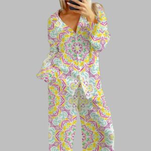 Polygonal Symmetrical Geometric Pajama Set