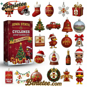 Iowa State Cyclones football Premium Advent Calendar 2025 CHRISTMAS GIFT, CHRISTMAS IDEA, Christmas Countdown Advent Calendar Gift Box with 24 Acrylic Ornaments
