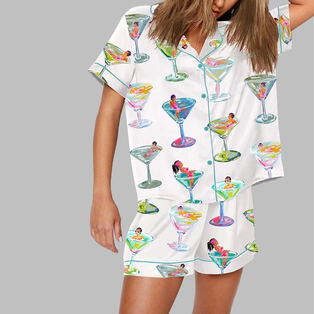 In Martini Print Pajama Set - Image 3