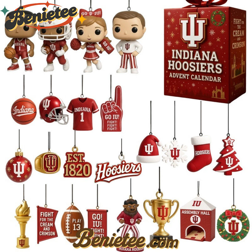 Indiana Hoosiers Advent Calendar 2025, Christmas Countdown Advent Calendar Gift Box with 24 Acrylic Ornaments - Image 2