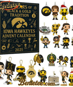 Iowa Hawkeyes Anniversary Advent Calendar, Christmas Countdown Advent Calendar Gift Box with 24 Acrylic Ornaments