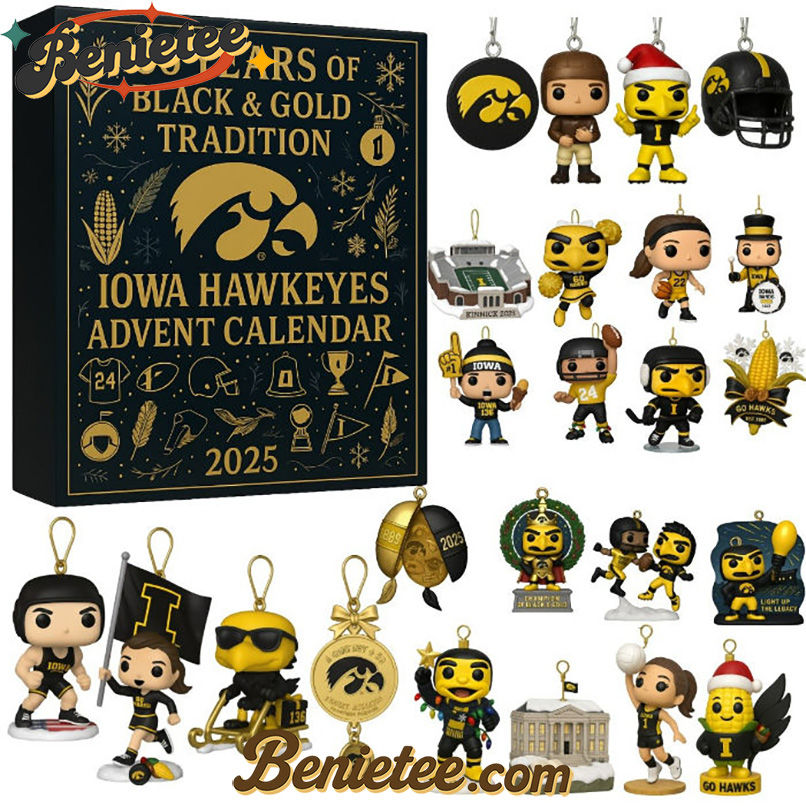 Iowa Hawkeyes Anniversary Advent Calendar, Christmas Countdown Advent Calendar Gift Box with 24 Acrylic Ornaments