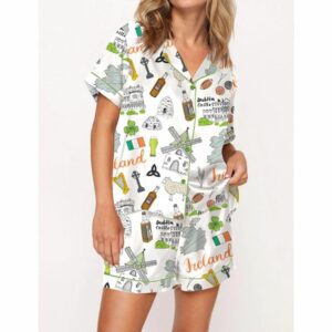 Ireland Travel Satin Pajama Set For Women