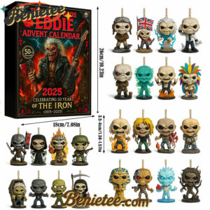 Iron Maiden Eddie Advent Calendar 2025, Christmas Countdown Advent Calendar Gift Box with 24 Acrylic Ornaments