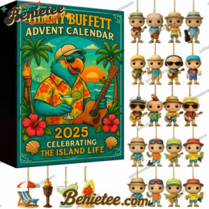 Jimmy Buffett Advent Calendar 2025, Christmas Countdown Advent Calendar Gift Box with 24 Acrylic Ornaments