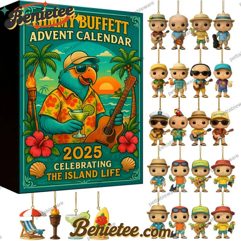 Jimmy Buffett Advent Calendar 2025, Christmas Countdown Advent Calendar Gift Box with 24 Acrylic Ornaments
