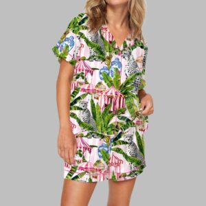 Jungle With Cheetahs Striped Pajama Set