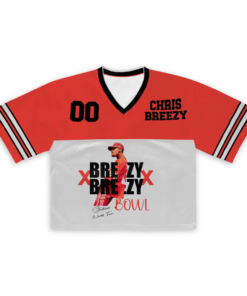 Alternative view of Personalized Chris Brown Tour Croptop Football Jersey, Breezy Bowl XX 2025 Football Jersey, Breezy Bowl XX 2025 Jersey, Chris Brown Shirt, Breezy Bowl Tee