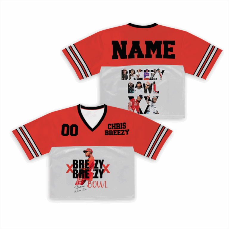 Personalized Chris Brown Tour Croptop Football Jersey, Breezy Bowl XX 2025 Football Jersey, Breezy Bowl XX 2025 Jersey, Chris Brown Shirt, Breezy Bowl Tee