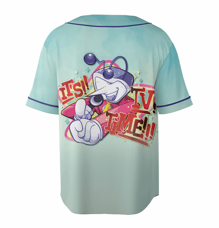 Alternative view of Tenna Deltarune Baseball Jersey, IT'S TV TIME Meme Shirt