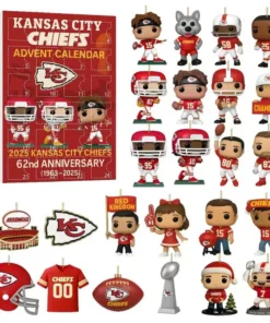 Kansas City Chiefs Advent Calendar 2025, Christmas Countdown Advent Calendar Gift Box With 24 Acrylic Ornaments