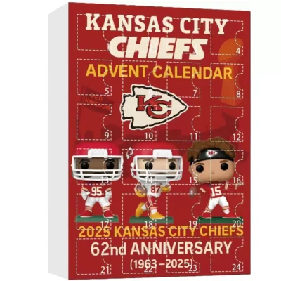 Kansas City Chiefs Advent Calendar 2025, Christmas Countdown Advent Calendar Gift Box With 24 Acrylic Ornaments